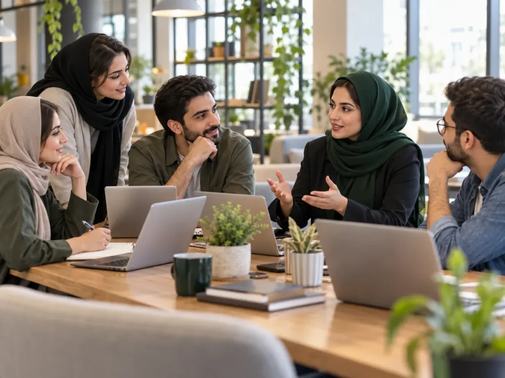 تیم استارتاپ در جلسه با مشاور مالی